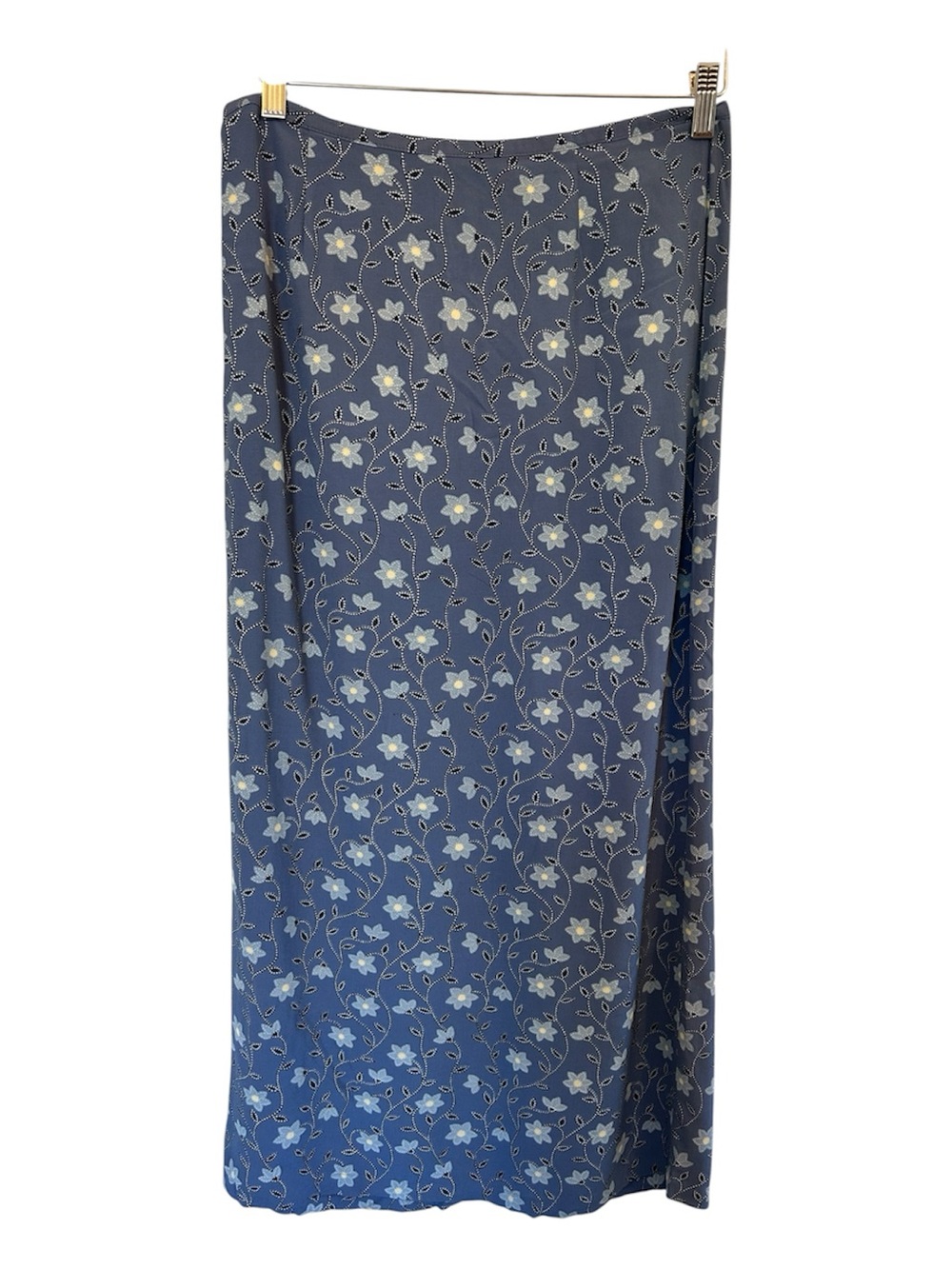 Vintage 90s Y2K Folio Blue Floral Maxi Summer Lightweight Skirt Rayon Size 10